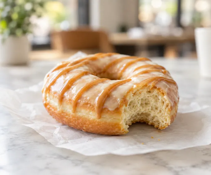 Krispy Kreme Australia vegan doughnut with caramel drizzle