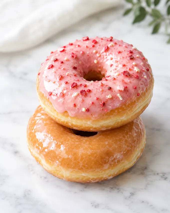 Krispy Kreme UK vegan doughnut with strawberry icing
